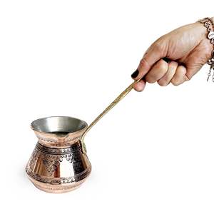 Handmade Hammered Copper Turkish Coffee Pot Cezve Ibrik Wooden Handle Milk Butter Warmer Arabic Greek Coffee <b>Maker</b> Pot - Product Image 4