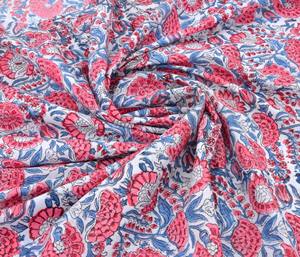Floral Print Block Print Fabric 100 % Cotton Indian Fabric Hand Printed Natural Dye Soft Cotton Woman <b>Dress</b> Fabric - Product Image 5