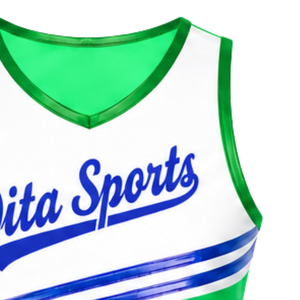 <b>Green</b> Cheerleading Jersey Sleeveless <b>Crop</b> <b>Top</b> Breathable Sports Uniform Custom Team Training Athletic Wear Performance Apparel - Product Image 5