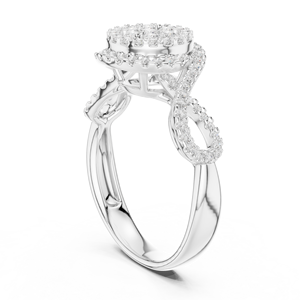 Bague de fiançailles de luxe vintage ronde avec halo de diamants certifiée IGI, alliance torsadée en argent, cadeau d'anniversaire de mariage pour femme, bijoux raffinés - Product Image 2
