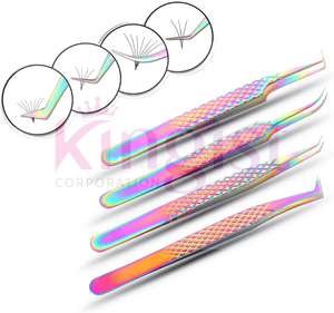 5 Pcs High <b>Precision</b> Stainless Steel Eyelash Tweezers Set Straight Curved Pointed Tip Lash Extension Tweezers Boxed - Product Image 4