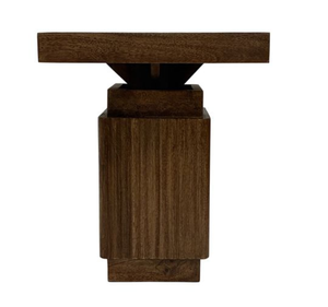 <b>Vintage</b> Stone <b>Console</b> <b>Table</b> Square Side End <b>Table</b> Wood Grain Accent <b>Table</b> for Living Room Hotel Villa - Product Image 2