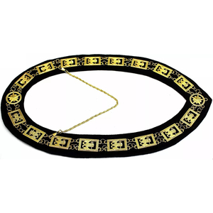 Collar Masónico Amaranto con Cadena, Forro de Terciopelo Naranja, Decorado con Diamantes de Imitación, Tela de Terciopelo de Alta Calidad con Cadena - Product Image 4