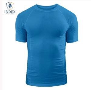 Camiseta Deportiva de Manga Corta para Hombre, Cuello Redondo, Secado Rápido, Corte Ajustado, Color Azul Sólido, Tejido de Poliéster, Largo Regular, Marca INDEX APPAREL - Product Image 1