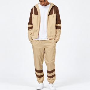 Unisex Panelled Windbreaker Set Lightweight <b>Nylon</b> Oversized Streetwear Zip Up Jacket <b>Track</b> <b>Pants</b> Custom Embroidery Supplier Bulk - Product Image 5