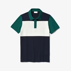 เสื้อคอสูงแขนสั้นผู้ชาย ทรงปกติ สไตล์ลำลอง ผ้าถักเจอร์ซีย์ 100% คอตตอน ระบายอากาศได้ดี สีพื้นตัดกัน - Product Image 3
