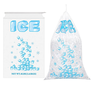 Bolsa de hielo impermeable con logotipo impreso desechable personalizado, bolsa de grado alimenticio LD HD de plástico transparente con o sin cordón - Product Image 5