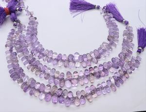 Perles en améthyste naturelle du Brésil, forme goutte lisse, taille 5x8 à 6x11 MM, perles en améthyste de 8 pouces, perles en améthyste - Product Image 4
