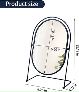 R International Oval Glass Personal Makeup <b>Mirror</b> Iron Frame Adjustable Rotate Handmade High Quality Eco-Friendly Modern - Product Image 3