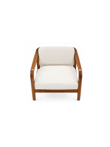 Sillón Moderno de Madera Maciza con Asiento y Respaldo Tapizados, Diseño de Mediados de Siglo para Sala de Estar y Muebles de Salón - Product Image 1