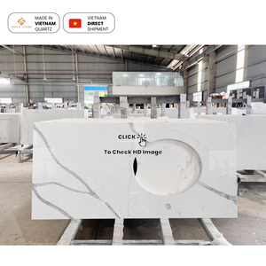 Losa de Cuarzo Jumbo NV834 de 3500x2000mm, Losa de Piedra de Cuarzo Sintético Calacatta para Mesita de Noche, Ideal para Hoteles - Product Image 4