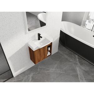 Meuble-lavabo mural de 24 pouces avec vasque en céramique blanche et porte à fermeture douce, emballage KD - Product Image 6