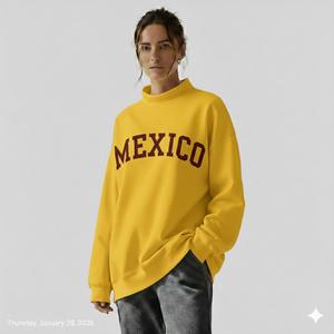 Sudadera de cuello alto oversize informal para mujer, estilo holgado, cómoda, moda urbana, uso diario, con logo frontal - Product Image 5