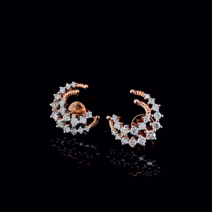 Boucles d'oreilles clous en or rose 9K avec diamants ronds taille brillant couleur H, naturels, de luxe, pour femme, à porter au quotidien - Product Image 2