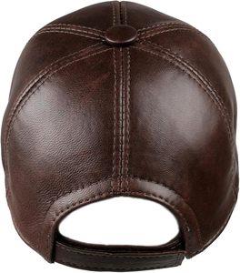 <b>Vintage</b> Classic 6 Panel Leather Baseball <b>Cap</b> Custom Retro Sports Leather Golf Hat Men Curved Brim Leather Dad <b>Cap</b> - Product Image 4