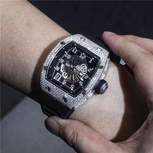 Iced VVS Moissanite <b>Diamond</b> Business Sport Fashion Quartz Movement Stainless Steel Case Silicone Coin <b>Watch</b> 20mm Width Wedding - Product Image 2