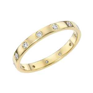 Bagues de mariage en diamant serties à plat, pour usage quotidien, solitaires modernes à taille ronde, en diamants de laboratoire, empilables, en or massif 14K 18K, vente en gros - Product Image 5