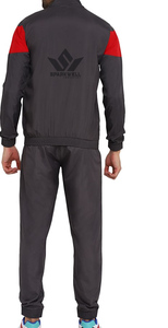 Men's <b>Charcoal</b> Gray Red Solid Printed Hooded Collar 2 1 Design Tracksuit Set Full Zip Jacket <b>Jogger</b> Pants Sportswear Breathable - Product Image 5