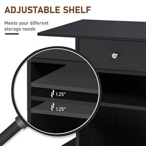 Black Mobile File Cabinet <b>Printer</b> <b>Stand</b> with Wheels Adjustable Shelf Drawer and CPU <b>Stand</b> Durable Metal Easy Assembly - Product Image 5