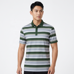 Polo en tricot pour homme, manches courtes, coupe classique, vert, gris, blanc, à motifs, col classique - Product Image 3