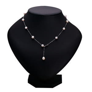 Collar de Perlas de Agua Dulce con Forma de Arroz y Cadena de Caja de Perlas de Zhuji al por Mayor para Mamá, Collar de Perlas de Aleación de Cobre con Diseño de Cielo Estrellado para Mujer - Product Image 5