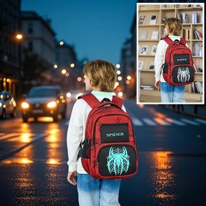 Spider-Man Inspired Modern Geometric Print <b>Backpack</b>-30-40L Polyester Lightweight Eco-Friendly Daily Travel Bag Adjustable <b>Strap</b> - Product Image 4