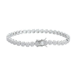 Bracelet religieux en diamants plaqué or 18 carats, design croix, diamants naturels taille brillant ronde couleur G, bijoux unisexe à vendre - Product Image 2