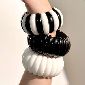 Pulsera de resina artesanal 2026 estilo vintage con cuentas de resina, pulsera elástica de cuerda gruesa, exagerada, color caramelo, grande - Product Image 6