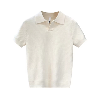 Custom Men's Summer Short Sleeve Knit <b>T</b> <b>Shirt</b> With Scissors <b>Collar</b> Cool Anti-wrinkle Anti-pilling <b>T</b>-<b>shirt</b> - Product Image 2