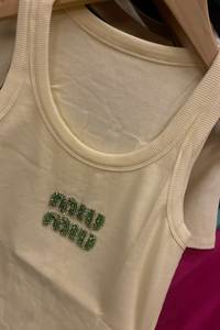 Wifey Top sin mangas de algodón acanalado blanco con bordado de cuentas, para mujer, para fiesta nupcial, ropa casual de verano - Product Image 4