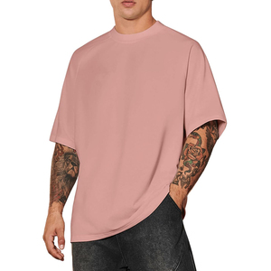 เสื้อยืดผู้ชายไซส์ใหญ่ สีชมพูล้วน แขนสั้น คอกลม ผ้าเจอร์ซีย์ถัก ดีไซน์เรียบง่าย - Product Image 1