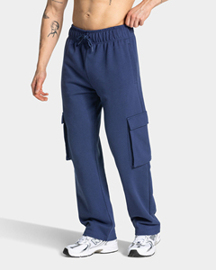 Custom logo wide Leg Cargo Joggers with Elastic Waistband, Zipped Pockets & Drawstring Gym, Workout made in Pakistan - Product Image 1