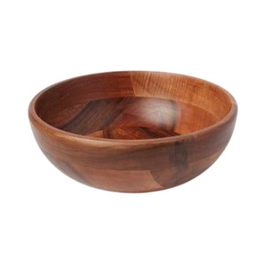Bol de service à salade en bois d'acacia massif, fait main, rond, naturel, pour hôtel et cuisine domestique - Product Image 3
