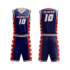 Conjunto de Uniforme de Baloncesto Stars, Blanco, Azul y Rojo, Impresión por Sublimación, Poliéster Transpirable, Ropa Deportiva Unisex para Adultos - Product Image 4