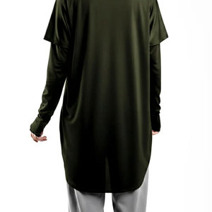 Summer Wear Athletic Sports Yoga <b>Top</b> <b>Longline</b> Curved Design Women Seamless Quick Dry Stretchable Oversize <b>Long</b> <b>Sleeve</b> Shirt - Product Image 4
