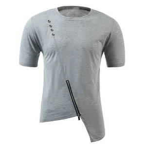 T-shirts pour hommes, mode décontractée d'été, 100% coton, design unique, manches courtes, motif uni - Product Image 1