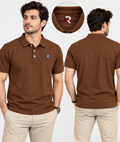 Kaos Pria Warna Solid 220g Rajutan Polos Berbahan Katun 100% Anti Kusut, Bernapas, Lengan Pendek, Kancing, Kasual, Heat-Transfer