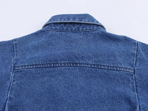 Chemise en jean pour femme 2026, style streetwear, écologique, respirante, coupe classique, boutonnée, avec épaules tombantes, toutes saisons - Product Image 3