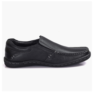 Mocassins en cuir véritable noir à bout rond, chaussures habillées de bureau pour hommes, semelle intermédiaire EVA amortie, semelle extérieure en caoutchouc, couleur unie - Product Image 2