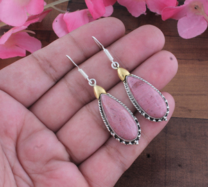 Pendentif en argent 925 plaqué argent bicolore, rhodochrosite rose naturelle de luxe, fait main, en forme de poire, cadeau Shree Jaipur Silver - Product Image 2