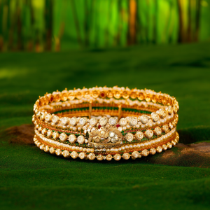 Regal Finish Pota Kundan and Pearl Bridal <b>Bangles</b> <b>Set</b> - Product Image 3