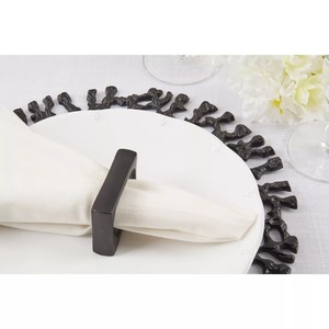 Square <b>Black</b> <b>Napkin</b> Rings Set for White Cloth <b>Napkins</b> Retro Table Decor - Product Image 4