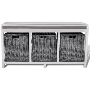 Trắng lưu trữ & lối vào băng ghế dự bị với đệm đầu và 3 giỏ cho đồ nội thất phòng khách - Product Image 1