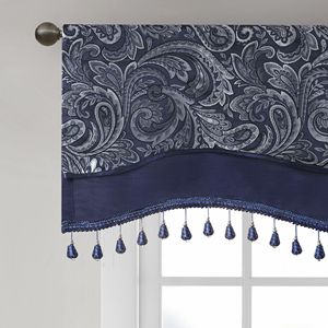 Porta finestra Jacquard Navy tascabili mantovana con perline 50x18 "tende e mantovane Navy - Product Image 6