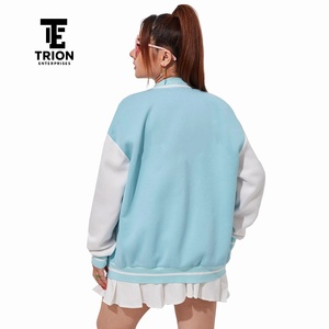 Custom Leather Sleeve <b>Women</b> Crop <b>Varsity</b> <b>Jacket</b> Embroidery Logo High Street Style <b>Women</b> Crop <b>Varsity</b> <b>Jacket</b> OEM Serviced - Product Image 2
