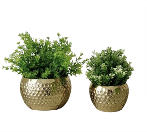 Jardinières en métal faites à la main au design unique, finition dorée, accessoires de décoration d'intérieur de luxe - Product Image 2