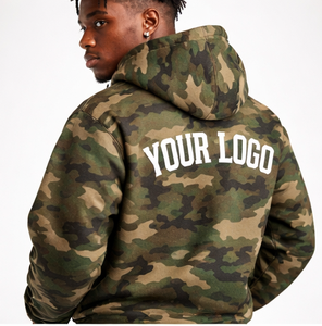 Sweat à capuche camouflage surdimensionné en molleton de coton épais pour homme avec logo personnalisé – Collection 2026 - Product Image 2
