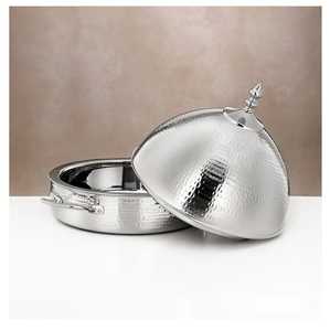 Cazuela de Lujo de Latón Martillado para Roti con Tapa Plana de Acero Inoxidable, Doble Asa, Olla Caliente para Chapati, Calentador de Alimentos, Tazón para Servir - Product Image 4