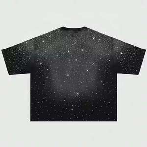 T-shirts de marque élégants personnalisés pour hommes, effet vieilli, délavé à l'acide, avec transfert de strass, service OEM de logo personnalisé - Product Image 2