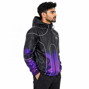Veste coupe-vent réfléchissante personnalisée à capuche surdimensionnée légère pour homme, veste zippée, vêtements d'extérieur, fournisseur OEM de streetwear en gros - Product Image 2
